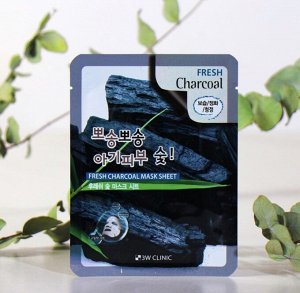 Маска-салфетка для лица с экстрактом древесного угля 3W Clinic Fresh Charcoal Mask Sheet