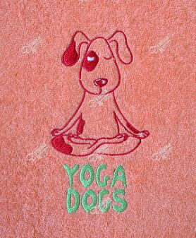 Полотенце махровое с вышивкой "Собака Йога"