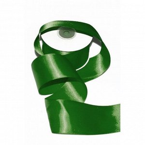 Лента шелковая 5 см х 20 м цвет праздничный зеленый 50/45