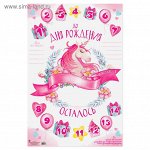 Плакат Ожидание дня рождения девочка 40 х 60 см