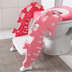 Детская накладка - сиденье на унитаз «Морской конёк», цвет розовый