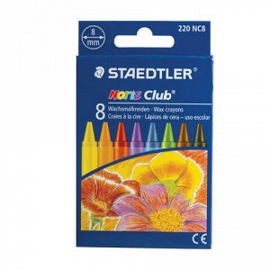 Восковые мелки STAEDTLER (Германия) "Noris Club", 8 цветов, картонная упаковка, европодвес, 220 NC8