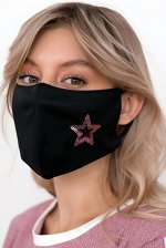 Маска для лица  чёрная (Pink star)