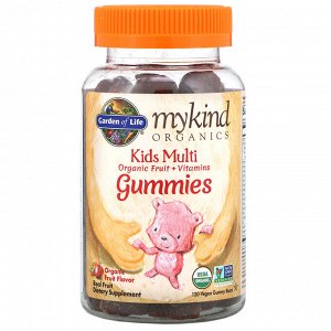 Garden of Life, MyKind Organics, детский мультивитамин, органический ароматизатор со вкусом фруктов, 120 веганских жевательных конфет в форме мишек