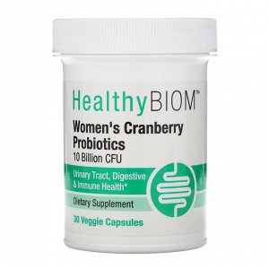 HealthyBiom, пробиотики с клюквой для женщин, 10 млрд КОЕ, 30 растительных капсул