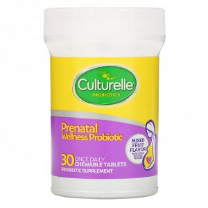 Culturelle, Probiotics, Prenatal Wellness Probiotic, Mixed Fruit Flavor, 30 Once Daily Chewable Tablets