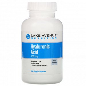 Lake Avenue Nutrition, Гиалуроновая кислота, 100 мг, 180 растительных капсул