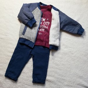 Комплект для мальчика из трех предметов SMART BABY синий (свитшот, брюки, жакет) | Bebetto | Турция