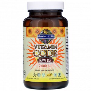 Garden of Life, Vitamin Code, RAW D3, 2000 МЕ, 120 вегетарианских капсул