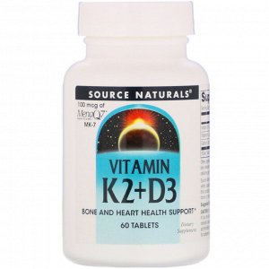 Source Naturals, Витамин К2, 100 мкг, 60 таблеток