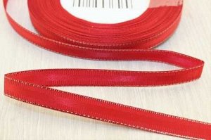 Декоративная лента (красный, серебро), 10мм * 20 ярдов (+-1)