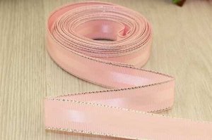 Декоративная лента (нежно-розовый) с люрексом 15мм * 6 ярдов