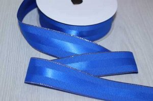 Декоративная лента с люрексом (синий, серебро), 25мм * 10 ярдов(+-1)