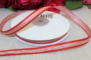 Декоративная лента (красный) с люрексом, 10мм * 20 ярдов (+-1)