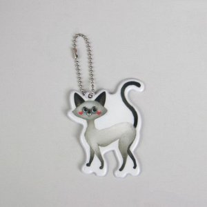 Светоотражающий элемент «Кошка», 6 ? 8 см, цвет серый