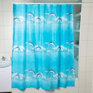 Штора для ванной комнаты Доляна «Дельфины в облаках», 180x180 см, EVA