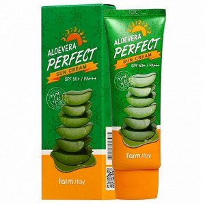 FarmStay Aloevera Perfect Sun Cream SPF50 Солнцезащитный крем для лица и тела, 70г, Алоэ