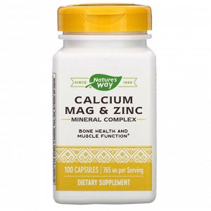 Nature&#x27 - s Way, Calcium Mag & Zinc Mineral Complex, 765 mg, 100 Capsules
