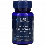 Life Extension, D-глюкарат кальция, 200 мг, 60 растительных капсул