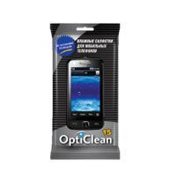 Влажные салфетки OptiClean для мобильных телефонов/планшетов в упаковке 15шт Арт.48176