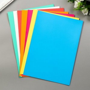 Цветной картон "Цветные полосы"  мелованный, двухсторонний А4, набор 7шт