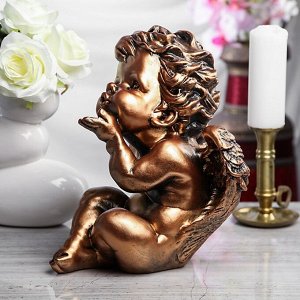 Статуэтка "Ангел поцелуй", бронзовый цвет, 28 см