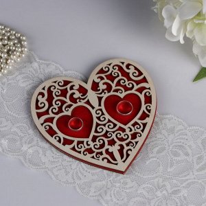 Подставка под кольца "Сердце", красная, 16,5х16,5 см
