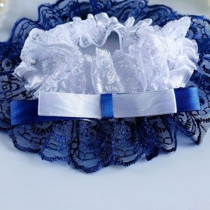 Подвязка для невесты "Инь Янь", бело-синяя