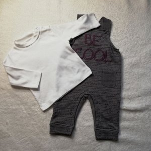 Трикотажный комплект для мальчика из хлопка BE COOL (свитшот, полукомбинезон) серый | Bebetto | Турция