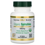 California Gold Nutrition, Органическая спирулина, имеет сертификат USDA, 500 мг, 60 таблеток