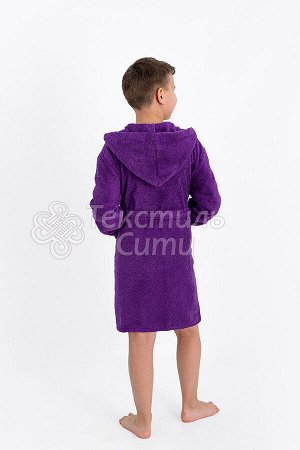 Халат махровый детский капюшон Фиолетовый