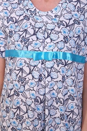 Сорочка с атласной лентой - Банти - 179 - голубой