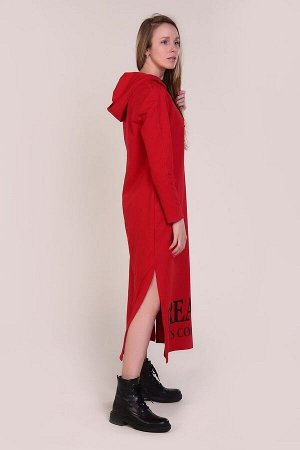 Платье длинное с разрезами - DREAMS - 477 - красное