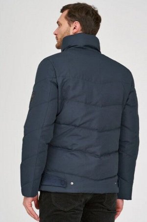 Мужская текстильная куртка на натуральном пуху с отделкой искусственной замшей