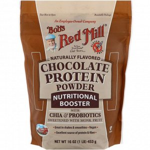 Bob&#039;s Red Mill, Шоколадный протеиновый порошок, питательный комплекс с чиа и пробиотиками, 453 г (16 унций)