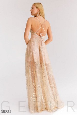 Сияющее золотистое платье Gepur