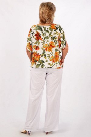 Кофта Женская блуза свободного кроя, выполнена из лёгкого трикотажного полотна. Горловина округлена. Рукав «летучая мышь». Низ блузы на резинке.

Длина изделия в 50 размере – 65 см.

Состав: 40% виско