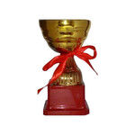 D21+ Кубок открытая чаша высота 13см, на коричневой подставке с красной лентой