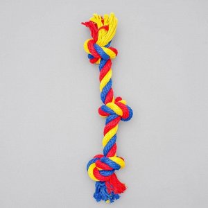 Игрушка канатная "Веревка", ф16, 3 узла, 33 см, микс цветов