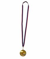 024.01 Медаль 50мм золото с кубком и флагом, на ленте  (ширина 1 см, длина 80 см), подходит эмблема 25мм