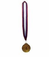 CZ157 Медаль 1 место d50мм золото с широкой лентой (ширина 2,5см, длина 80см) российского триколора