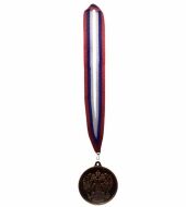 CZ156 Медаль 65мм бронза с российским гербом, на широкой ленте 80*2,5см