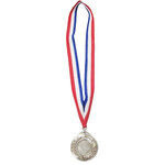 С018А Медаль серебро d 65мм, с широкой лентой (ширина 2,5см, длина 80см)
