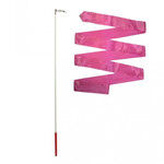 ЕК-087Роз Лента гимнастическая юниорская (4м) розовая на палочке (50,0см), класс Люкс