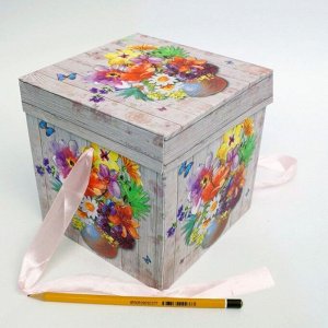 Коробка складная Цветы 15 х 15 х 15 см YXL-5013M-3