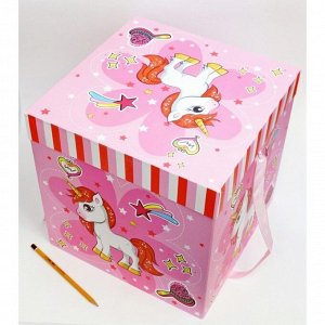 Коробка складная Единорог на розовом 30 х 30 х 30 см YXL-5031XL-2