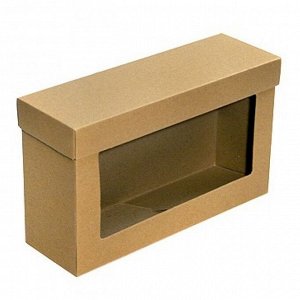 Коробка крафт эко 141/93 прямоугольная 25 х 8,5 х 15 см с окном