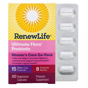 Renew Life, Ultimate Flora Probiotic, пробиотики для женщин с 15 млрд живых культур, 60 растительных капсул