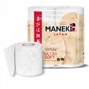 Бумага туалетная "Maneki" KABI 3 слоя, 167 л., 23 м, с тиснением, 4 р/упак