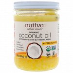 Nutiva, Органическое кокосовое масло, с ароматом сливочного масла, 414 мл (14 жидк. унций)